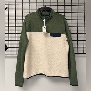 Marine Layer Olive and Cream Zip-Up Sweater